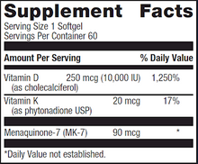 Load image into Gallery viewer, Vitamin D3 10,000 + K (60 softgels)
